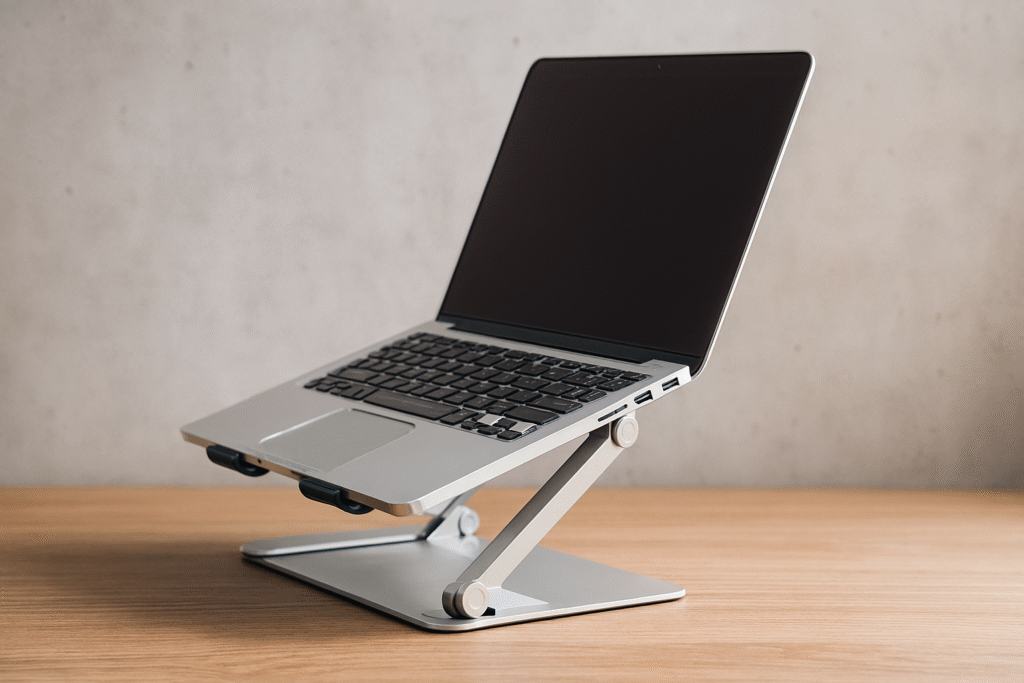 creer une image realiste 16:9 sur ce sujet : Support laptop ergonomique portable