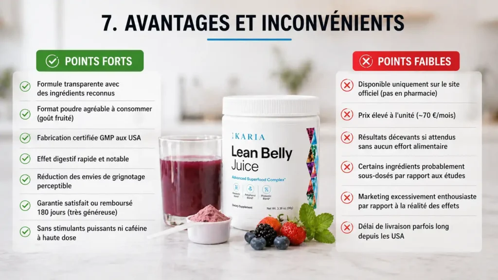 Avantages et inconvénients Ikaria Lean Belly Juice Avis 2026