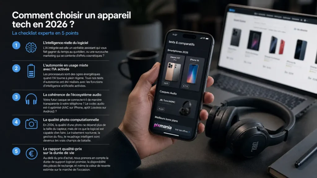 Meilleurs Appareils Tech 2026 : Comparatif Smartphones, Audio et Gadgets Comment choisir un appareil tech en 2026