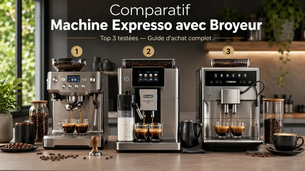 Comparatif Machine Expresso avec Broyeur 2026 — Top 3 Testées (Guide d'Achat Complet) Comparatif Machine Expresso avec Broyeur 2026 — Top 3 Testées (Guide d'Achat Complet)