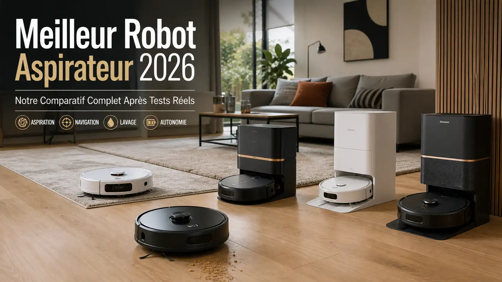 Meilleur robot aspirateur 2026 comparatif complet après tests réels avec modèles Roborock, Dreame, iRobot, Eufy et Narwal