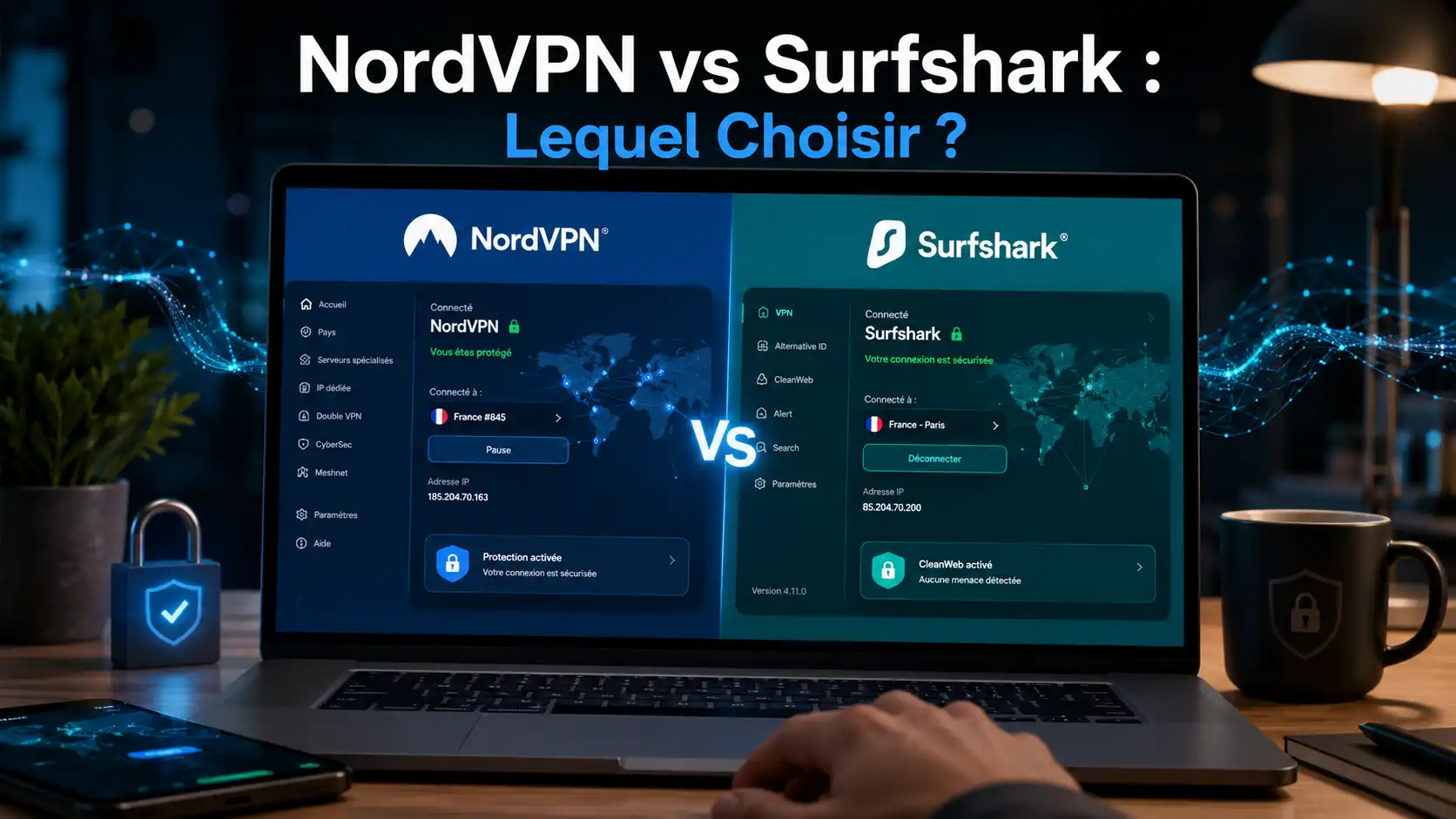 NordVPN vs Surfshark 2026 : Lequel Choisir ?