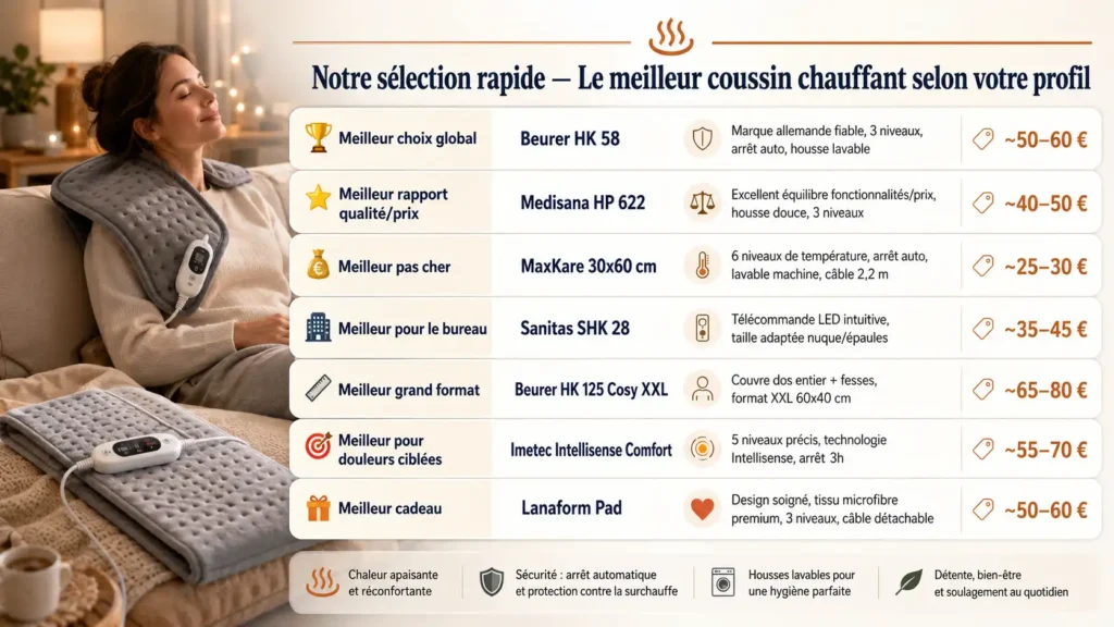 Meilleur Coussin Chauffant Électrique  - Le meilleur coussin chauffant selon votre profil