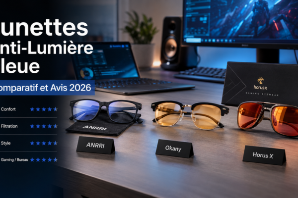 Lunettes Anti-Lumière Bleue : Comparatif et Avis 2026 (ANRRI, Okany, Horus X)