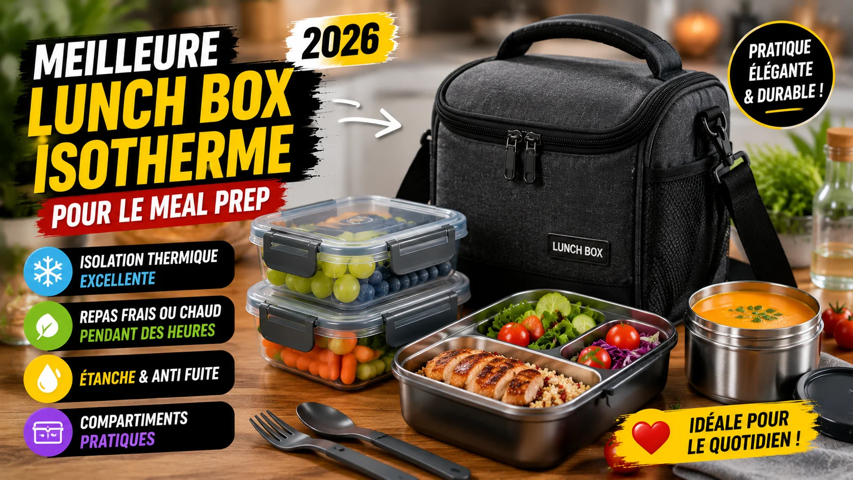 lunch box isotherme meal prep pour repas chauds et froids